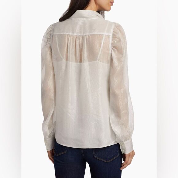 Frame Silk-Blend Long-Sleeve Blouse size M - Picture 4 of 14